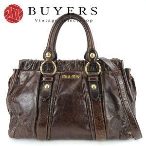 Miu Miu handbag brown leather matelassé gathered